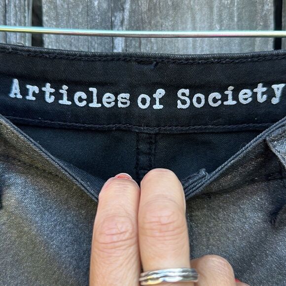 🦋 Faux LEATHER pants skinny Jeans METALLIC black ARTICLES OF SOCIETY SZ 25 NWOT - Picture 4 of 8